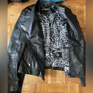 Karl Lagerfeld, leather, black, size XS